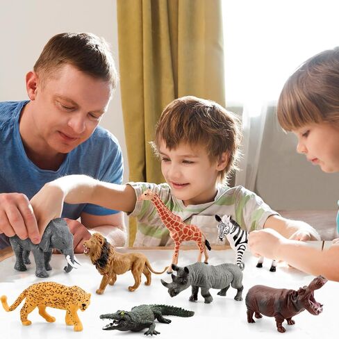 8PCS Large Solid Safari Animals Figures Toys Realistic Jungle Wild Animal Figurines African Wildlife with Giraffe Lion for Kids Boys Girls Toddlers 3-5 Years Old Birthday Gift Party Favors in Saudi Arabia