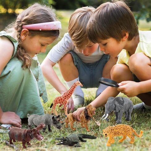 8PCS Large Solid Safari Animals Figures Toys Realistic Jungle Wild Animal Figurines African Wildlife with Giraffe Lion for Kids Boys Girls Toddlers 3-5 Years Old Birthday Gift Party Favors in Saudi Arabia