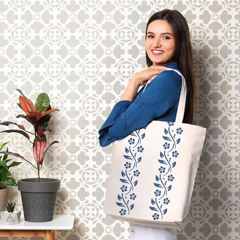 Marspark 35 Piece Talavera Stencil Floral Folk Reusable Mexican Talavera Stencil Floral Border Corner Drawing Tool for Furniture, Home Decor, Flooring, Gifts for Crafters in Saudi Arabia