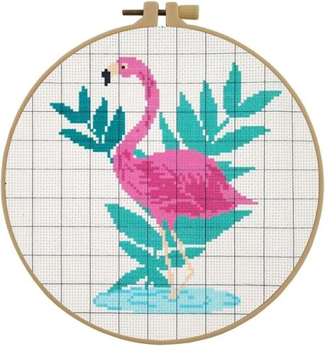 Esffaci Stamped Cross Stitch Kit for Adult Beginner Easy Starter Cross Stitch Set with Pre-Printed Cartoon Bee Flower Pattern Embroidery Cloth Floss Hoop Fun Needlepoint Project Kit in Saudi Arabia