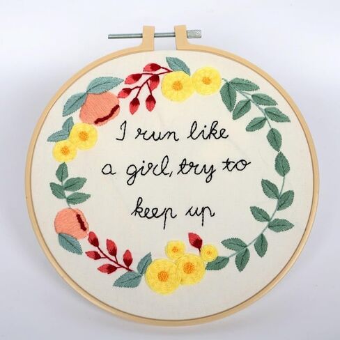 Flowers Pattern DIY Cross Stitch Kit for Beginners – Handmade Embroidery Sewing Craft Set with Canvas Cloth (30x30 cm), Threads, Needles & Pattern Chart – Home Decor or Gift Excluding Hoop Style 3 in Saudi Arabia