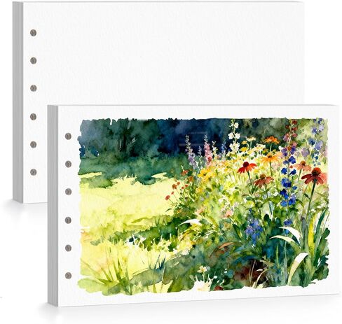 Lightwish Watercolor Paper Refill, 2 Pack 40 Sheets Total - 100% Cotton Acid-Free 300gsm/140lb A5 Landscape Format, Cold Press Texture - Compatible with Lightwish A5 Watercolor Sketchbook （5.8*8.2in) in Saudi Arabia
