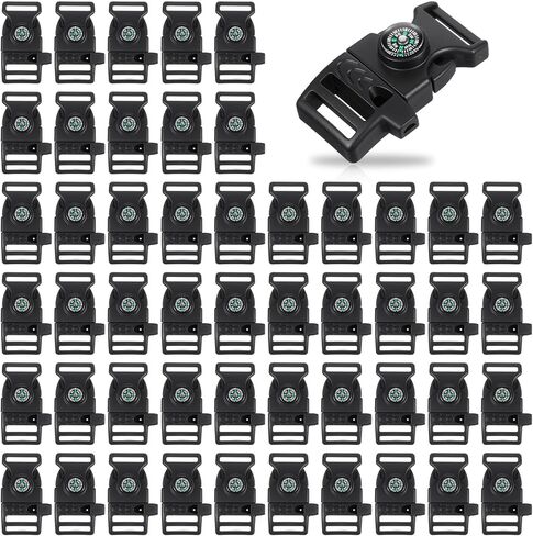 50 Pcs Compass Buckle Clips Plastic Paracord Buckles Bracelets Accessories for Camping Travel Emergency Survival in Saudi Arabia