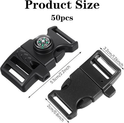 50 Pcs Compass Buckle Clips Plastic Paracord Buckles Bracelets Accessories for Camping Travel Emergency Survival in Saudi Arabia