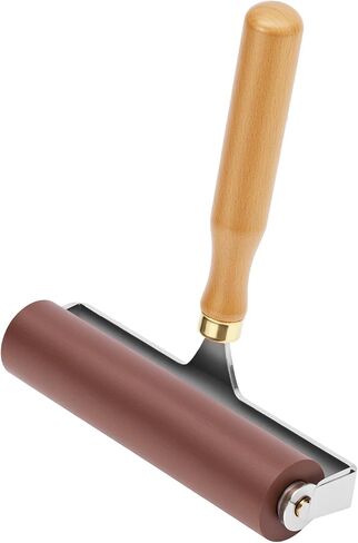 QWORK 6-Inch Soft Rubber Roller Brayer for Anti Skid Tape & Printmaking Tool, Professional Frame Roller, Brown in Saudi Arabia
