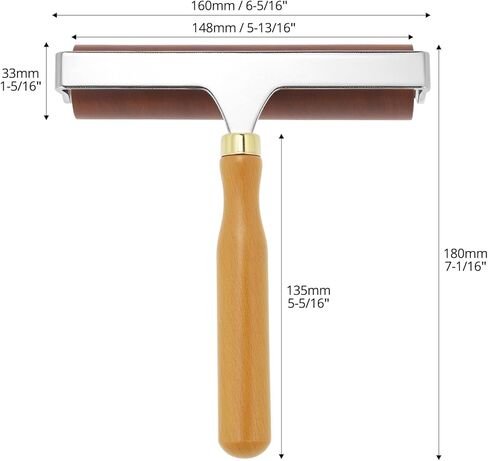 QWORK 6-Inch Soft Rubber Roller Brayer for Anti Skid Tape & Printmaking Tool, Professional Frame Roller, Brown in Saudi Arabia