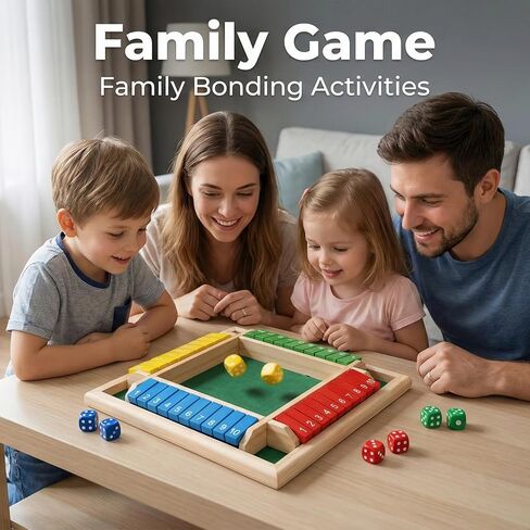 Wooden Shut The Box Dice Game, 2-4 Player Deluxe Board Game for Kids & Adults, Math Learning Toy for Addition Subtraction Multiplication Division, 10 Numbers Logic Game, Perfect Family, Pub, Party in Kuwait