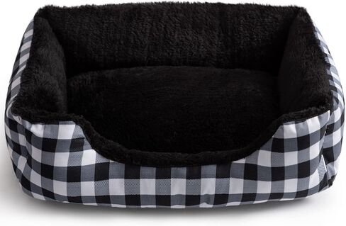 Hollypet Rectangle Plush Dog Cat Bed Self-Warming Pet Bed, Black Check in Saudi Arabia