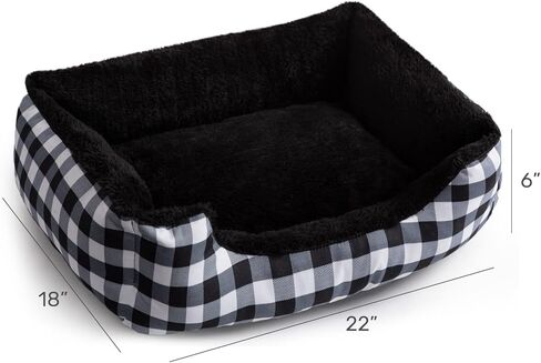 Hollypet Rectangle Plush Dog Cat Bed Self-Warming Pet Bed, Black Check in Saudi Arabia