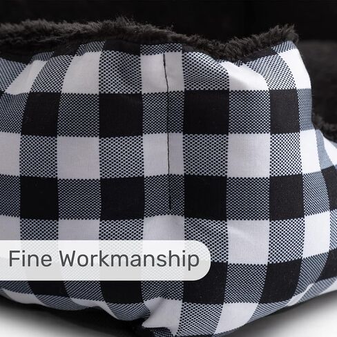 Hollypet Rectangle Plush Dog Cat Bed Self-Warming Pet Bed, Black Check in Saudi Arabia