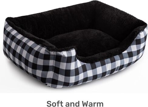 Hollypet Rectangle Plush Dog Cat Bed Self-Warming Pet Bed, Black Check in Saudi Arabia