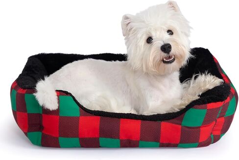 Hollypet Rectangle Plush Dog Cat Bed Self-Warming Pet Bed, Black Check in Saudi Arabia