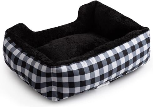 Hollypet Rectangle Plush Dog Cat Bed Self-Warming Pet Bed, Black Check in Saudi Arabia