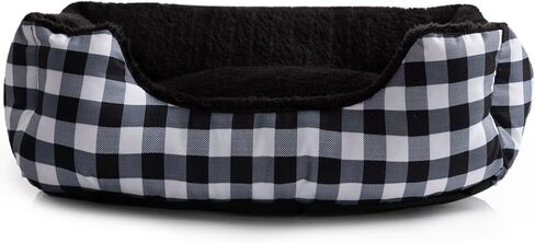 Hollypet Rectangle Plush Dog Cat Bed Self-Warming Pet Bed, Black Check in Saudi Arabia