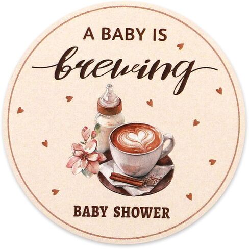 40 قطعة من ملصقات A Baby is Brewing، مقاس 2 بوصة/5 سم، ملصقات شكر لديكور حمام الطفل لتزيين حفلات المقهى Bebe وأظرف الهدايا والحلوى in Kuwait