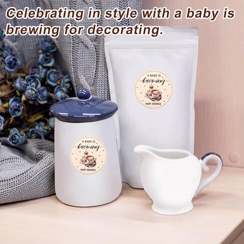 40 قطعة من ملصقات A Baby is Brewing، مقاس 2 بوصة/5 سم، ملصقات شكر لديكور حمام الطفل لتزيين حفلات المقهى Bebe وأظرف الهدايا والحلوى in Kuwait