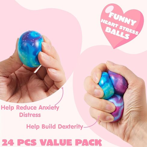 JOYIN 24 PCS Valentines Cards with Galaxy PU Stress Balls for Valentine Party Favor, Classroom Exchange Prize, Greeting Cards in Saudi Arabia