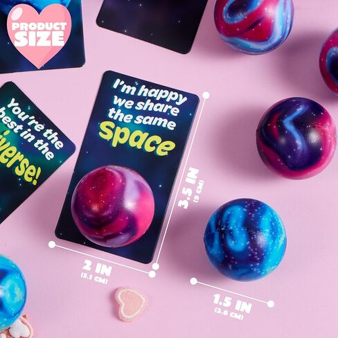 JOYIN 24 PCS Valentines Cards with Galaxy PU Stress Balls for Valentine Party Favor, Classroom Exchange Prize, Greeting Cards in Saudi Arabia