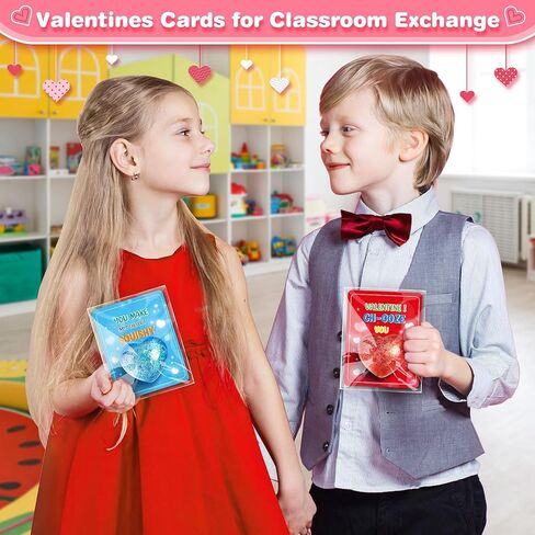 Valentines Day Gifts Cards for Kids, 24 Pack Heart Stress Balls with Greeting Cards, Stretchy Toy Balls Bulk Gift for Kids Classroom Exchange Prizes, Squeeze Fidget Toys for Party Favor in Kuwait