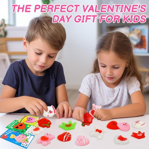 24 Pcs Mochi Squishys Toy, Valentines Day Gifts for Kids, Valentines Day Cards for Kids,Valentines Gift Birthday Party Favors for Kids,Easter Basket Stuffers Gifts,Squishy Fidget Toys in Saudi Arabia