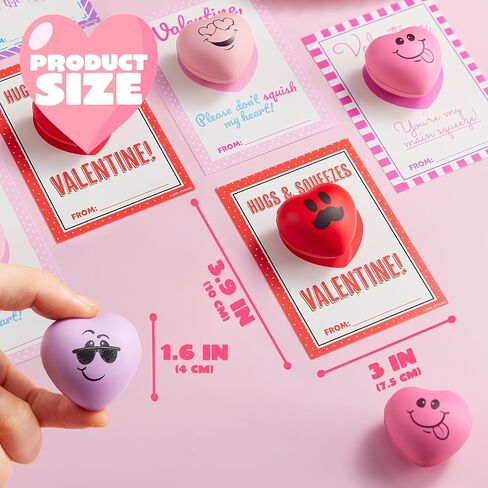 JOYIN 28 Pcs Valentine’s Day Heart Shape Stress Ball with Cards Stress Relief Fidget Toy for Valentine Party Favors, Classroom Prize Supplies, Valentine’s Greeting Cards, Valentine Exchange Gifts in Saudi Arabia