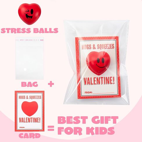 JOYIN 28 Pcs Valentine’s Day Heart Shape Stress Ball with Cards Stress Relief Fidget Toy for Valentine Party Favors, Classroom Prize Supplies, Valentine’s Greeting Cards, Valentine Exchange Gifts in Saudi Arabia