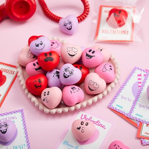 JOYIN 28 Pcs Valentine’s Day Heart Shape Stress Ball with Cards Stress Relief Fidget Toy for Valentine Party Favors, Classroom Prize Supplies, Valentine’s Greeting Cards, Valentine Exchange Gifts in Saudi Arabia