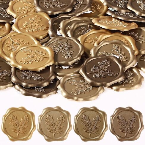 80 Pcs Wax Seal Stickers Wedding Invitation Envelope Seal for Self Adhesive Champagne Stickers Invitation Christmas Gift Wrapping Party(Gold) in Saudi Arabia
