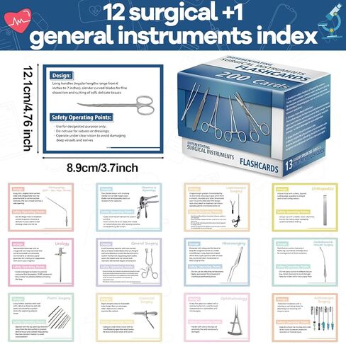200Pcs Surgical Instruments Flashcards 13 Specialties CST & CRCST Prep for Technology Instrument Index Cards for Surgical Gift Accessory Technologists Exam Medical Student Operating Room Nurse in Saudi Arabia