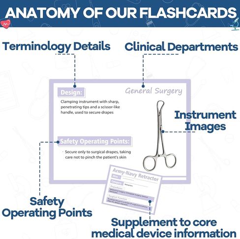 200Pcs Surgical Instruments Flashcards 13 Specialties CST & CRCST Prep for Technology Instrument Index Cards for Surgical Gift Accessory Technologists Exam Medical Student Operating Room Nurse in Saudi Arabia