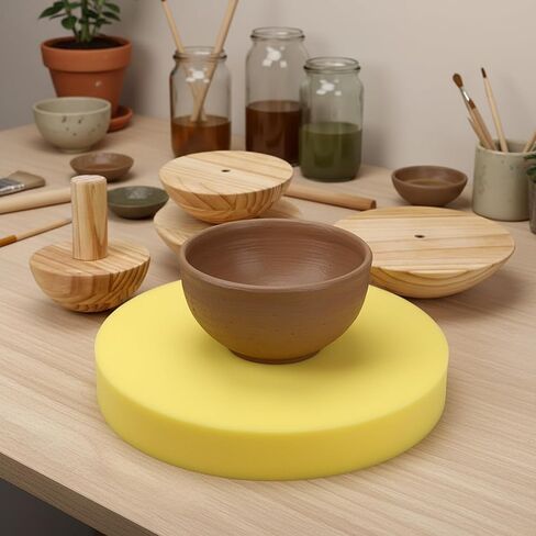 4 Pack Pottery Molds Plaster Molds Wood Pottery Tools with Handle Foam for Ceramic Top Forms DIY Bowls Plate Dish Slump Press Art, Hemispherical, 5.5'' 6.5'' 7.5'' 8.5'', Thickness 2.5'' in Saudi Arabia