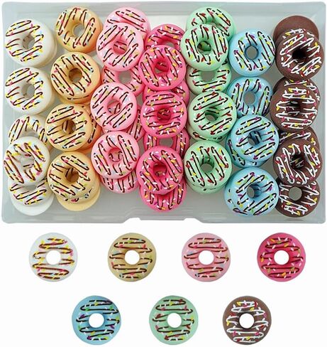 70 PCS Resin Donuts 0.7 inch Flat Back Cute Mini Plastic Donut Resin Embellishments for Candy Themed Holiday Party Supplies in Saudi Arabia