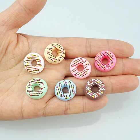 70 PCS Resin Donuts 0.7 inch Flat Back Cute Mini Plastic Donut Resin Embellishments for Candy Themed Holiday Party Supplies in Saudi Arabia