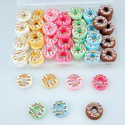 70 PCS Resin Donuts 0.7 inch Flat Back Cute Mini Plastic Donut Resin Embellishments for Candy Themed Holiday Party Supplies in Saudi Arabia