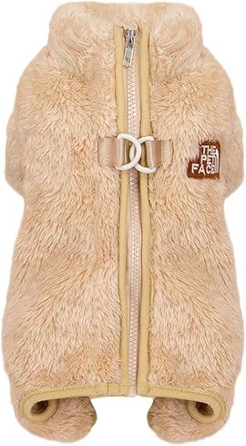 Dog Sweater Clothes Apparel Fleece Woolen Sweaters Onesie Winter Warm Sweat Shirt 4 Legs Jumpsuit Pajamas Trendy Pet Face Pattern Sweater for Small Dog Medium Cat Khaki M in Saudi Arabia