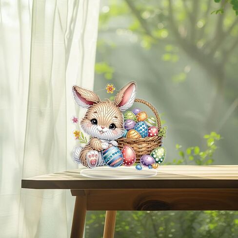 مجموعة طلاء فني ماسي على سطح الطاولة من ZeeLionArt للبالغين، أرنب عيد الفصح DIY على شكل خاص من حجر الراين لتزيين المكتب، مجموعة أدوات رسم الأحجار الكريمة في المنزل، هدية، مزدوجة الجوانب. in Kuwait