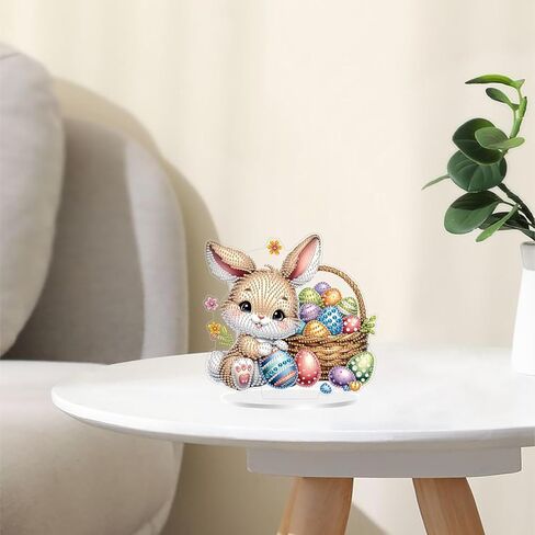 مجموعة طلاء فني ماسي على سطح الطاولة من ZeeLionArt للبالغين، أرنب عيد الفصح DIY على شكل خاص من حجر الراين لتزيين المكتب، مجموعة أدوات رسم الأحجار الكريمة في المنزل، هدية، مزدوجة الجوانب. in Kuwait