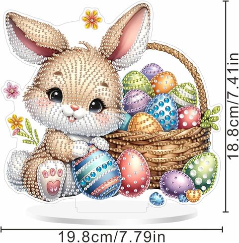 مجموعة طلاء فني ماسي على سطح الطاولة من ZeeLionArt للبالغين، أرنب عيد الفصح DIY على شكل خاص من حجر الراين لتزيين المكتب، مجموعة أدوات رسم الأحجار الكريمة في المنزل، هدية، مزدوجة الجوانب. in Kuwait