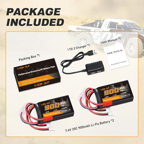 بطارية SCX24 7.4V 900mAh Lipo Battery 2S 35C(Burst 70C) FCX24 بطارية مع PH2.0&JST&Molex Plug مناسبة لسيارة FMS SCX24 RC WLtoys A949 A959 A969 A979 K929 Most 1/10 1/16 1/18 1/24 RC Car Truck in Saudi Arabia
