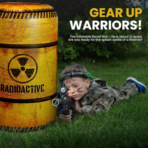 12-Piece Inflatable Combat Battlefield Set — Includes 6 Barrels, 3 Army Boxes, 3 Sandbag Barricades for Laser Tag, Water Gun, Dart Blaster, and Action-Themed Parties in Saudi Arabia