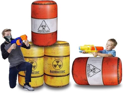 12-Piece Inflatable Combat Battlefield Set — Includes 6 Barrels, 3 Army Boxes, 3 Sandbag Barricades for Laser Tag, Water Gun, Dart Blaster, and Action-Themed Parties in Saudi Arabia