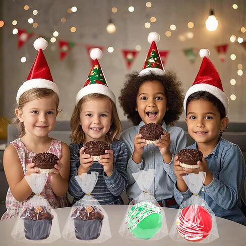 100Pack 6x7" Cellophane Cupcake Bags with Gold Twist Ties, Flat Bottom–Food Safe Bakery Packaging for Muffins, Chocolate Bombs, Cookies&Macarons–Perfect for Party Favors&Holiday in Saudi Arabia