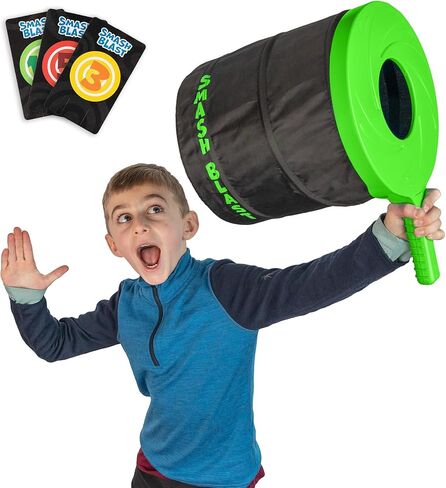 Smash Blast Pro Air Cannon Toy, Shoots Air Vortex 30+ Feet, Rapid-Fire, No Batteries or Assembly, 15 Stackable Targets, Collapsible for Easy Storage, Safe Indoor & Outdoor Play for Kids Ages 8+, Blue in Saudi Arabia