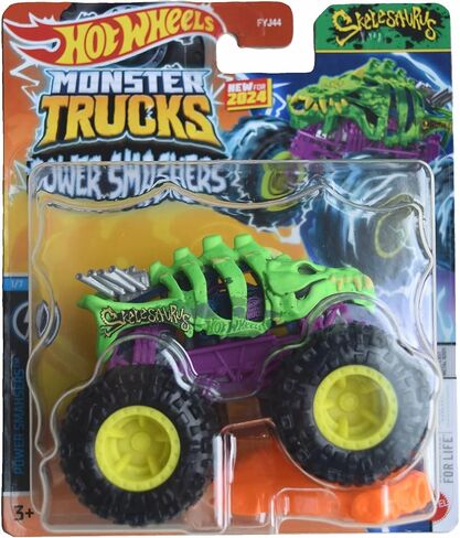 Matchbox Hot Wheels Monster Trucks Skelesaurus، Power Smashsers 1/7 Connect and Crash Car بمقياس 1:64 مصبوبة in Kuwait