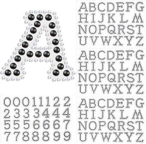107 Pcs Pearl Rhinestone Self Adhesive Stickers 3 Sheets A-Z Glitter Letter Stickers and 1 Sheet 0-9 Number Stickers Bling Crystal Alphabet Sticker for DIY Crafts (White+White) in Saudi Arabia