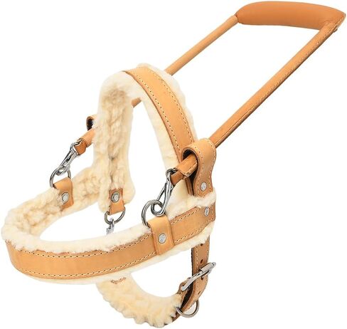 HILASON Guide Dog Harness Brown Padded Genuine Leather with Handle | Adjustable Straps for Training Breathable Therapy in Saudi Arabia