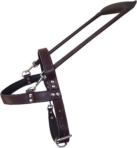 HILASON Guide Dog Harness Brown Padded Genuine Leather with Handle | Adjustable Straps for Training Breathable Therapy in Saudi Arabia