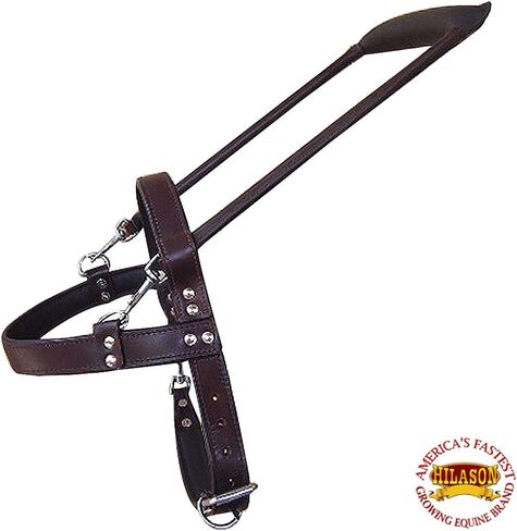 HILASON Guide Dog Harness Brown Padded Genuine Leather with Handle | Adjustable Straps for Training Breathable Therapy in Saudi Arabia
