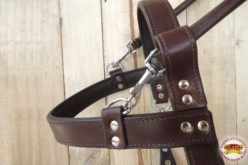 HILASON Guide Dog Harness Brown Padded Genuine Leather with Handle | Adjustable Straps for Training Breathable Therapy in Saudi Arabia