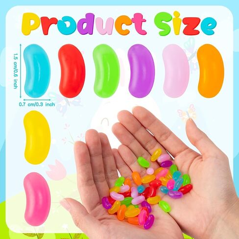 300pcs Miniature Fake Jelly Beans Easter Decor, Mixed Colors Fake Candy Resin Charms, Cute Simulated Jelly Beans for Easter Egg Hunt Activity Spring Craft Supply Basket Decoration-0.6" x 0.3" in Saudi Arabia